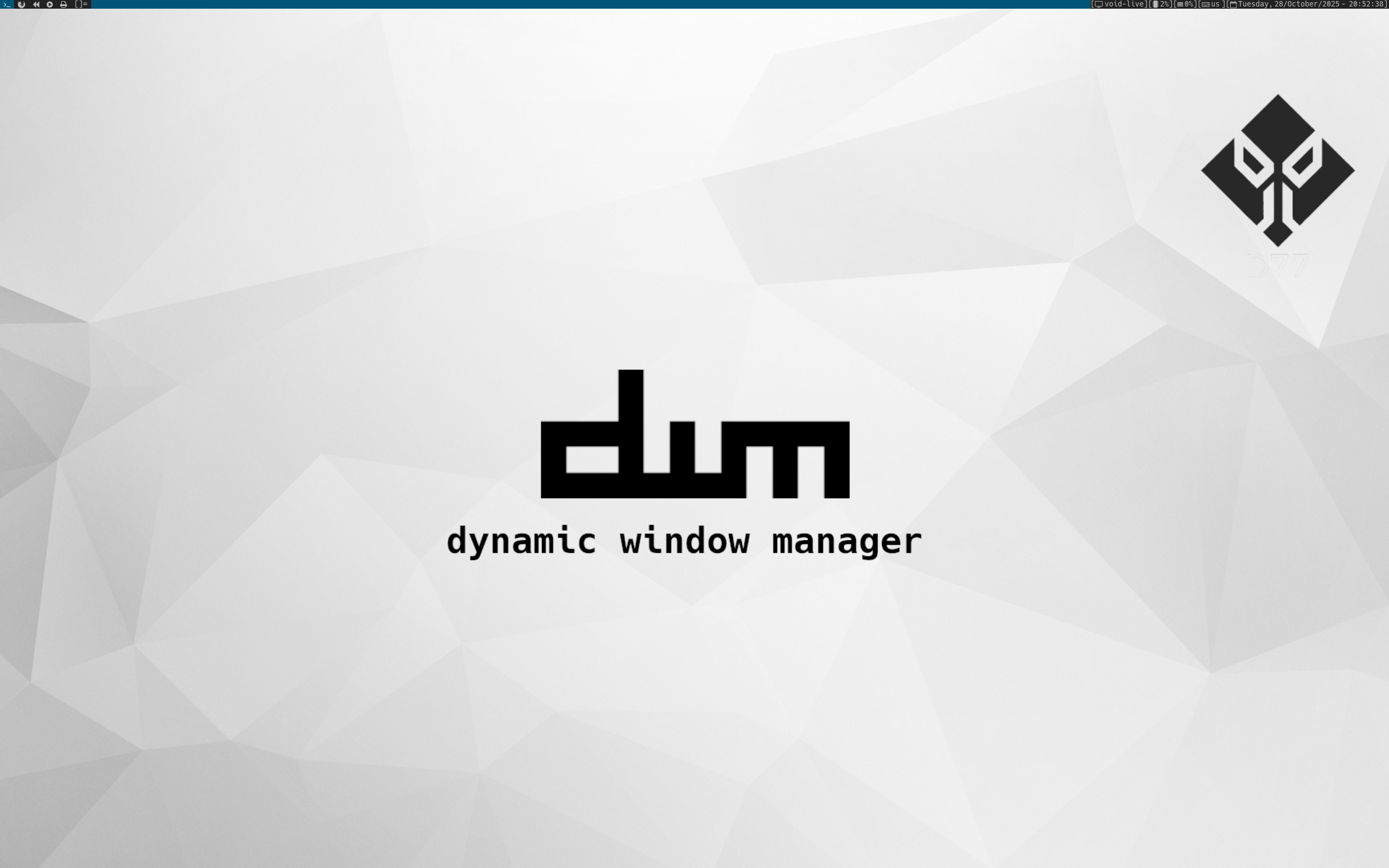 d77void desktop screenshot: 20251028 dwm