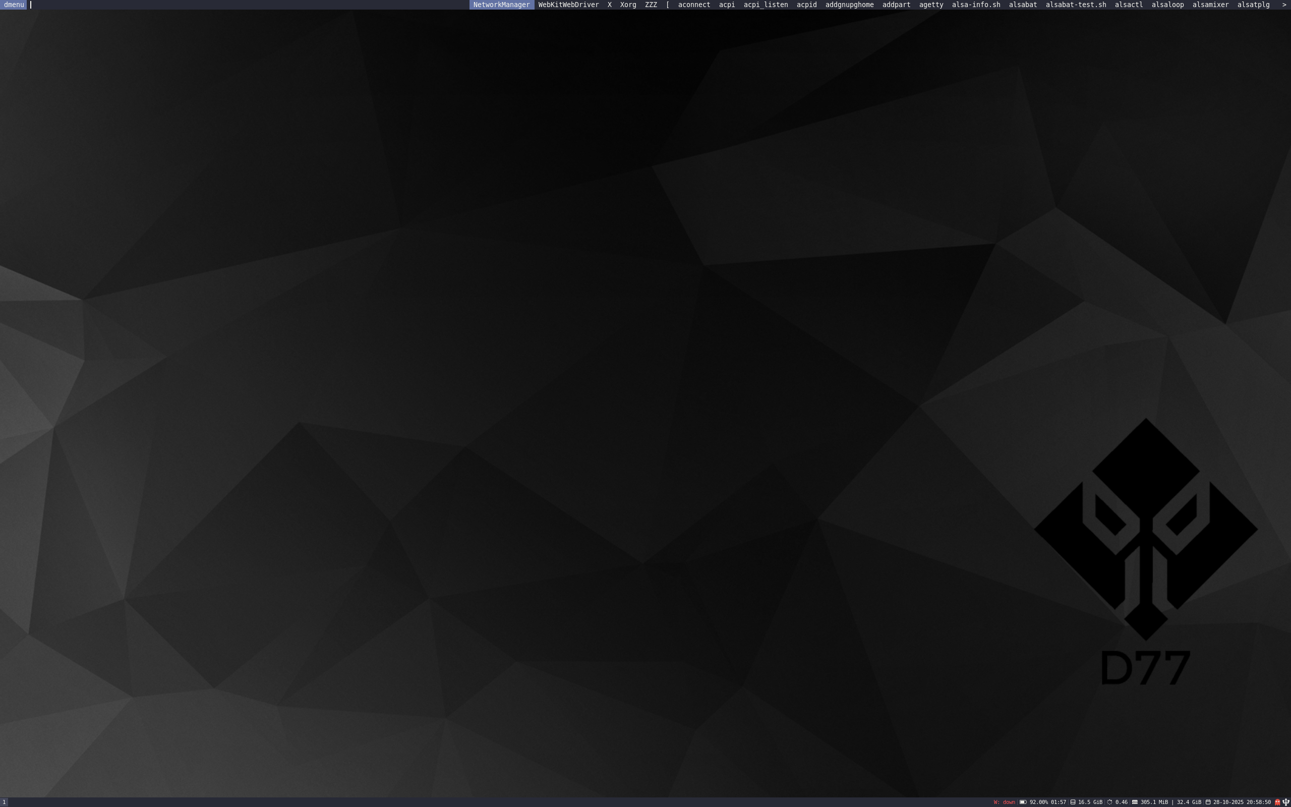 d77void desktop screenshot: 20251028 i3wm