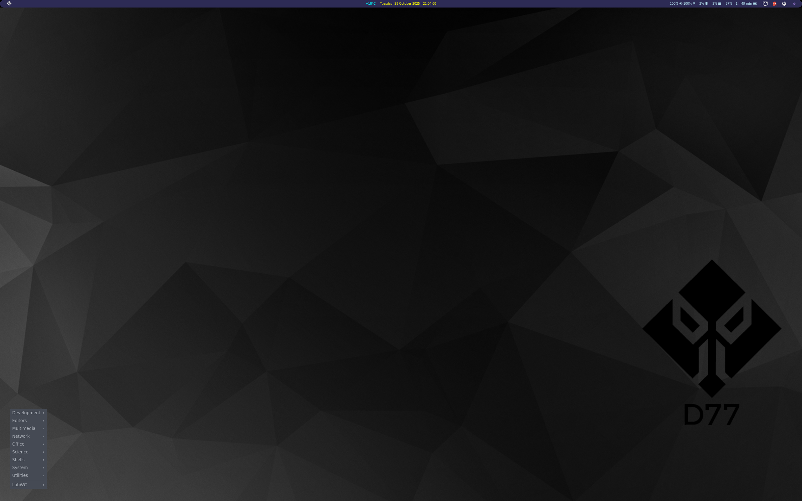 d77void desktop screenshot: 20251028 labwc