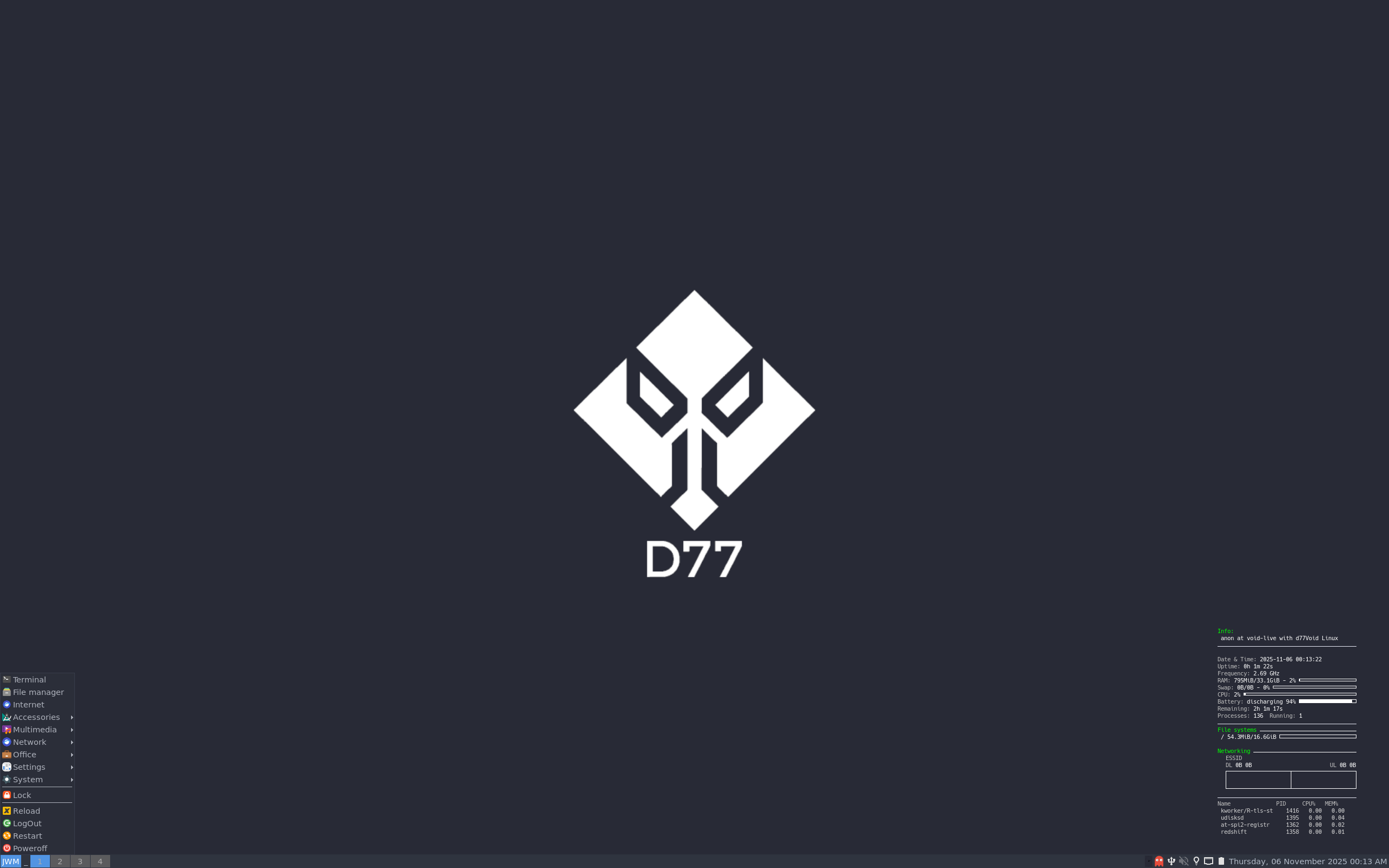 d77void desktop screenshot: 20251102 jwm