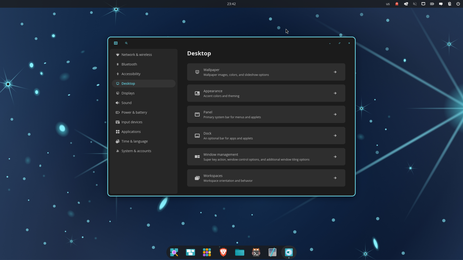 d77void desktop screenshot: 2026 settings