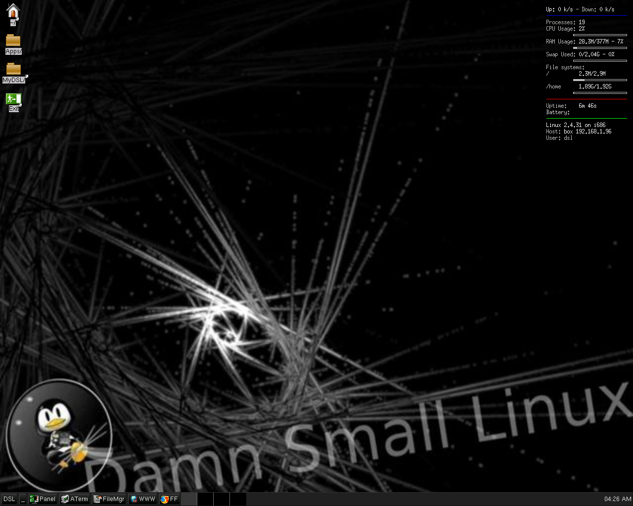 Damn Small desktop screenshot: 4.3