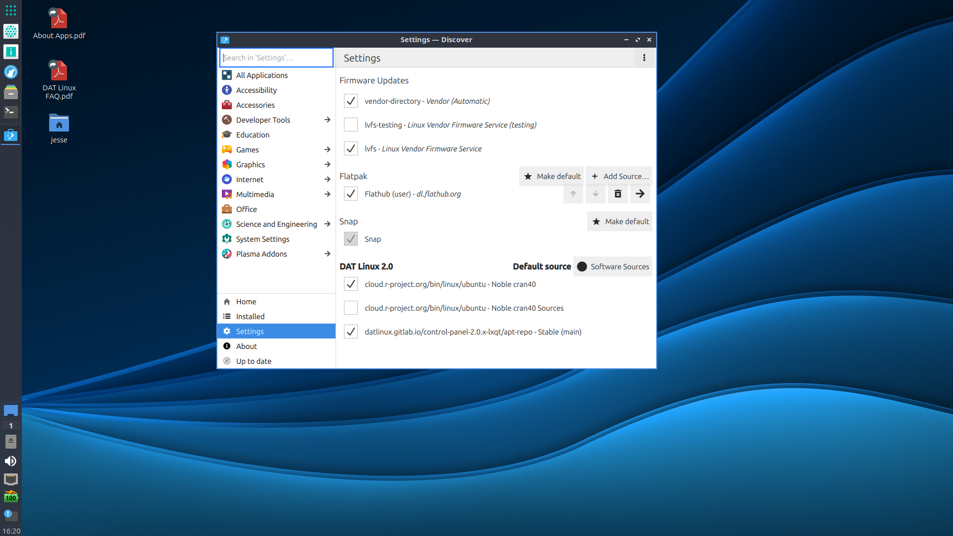 DAT desktop screenshot: 2.0 discover