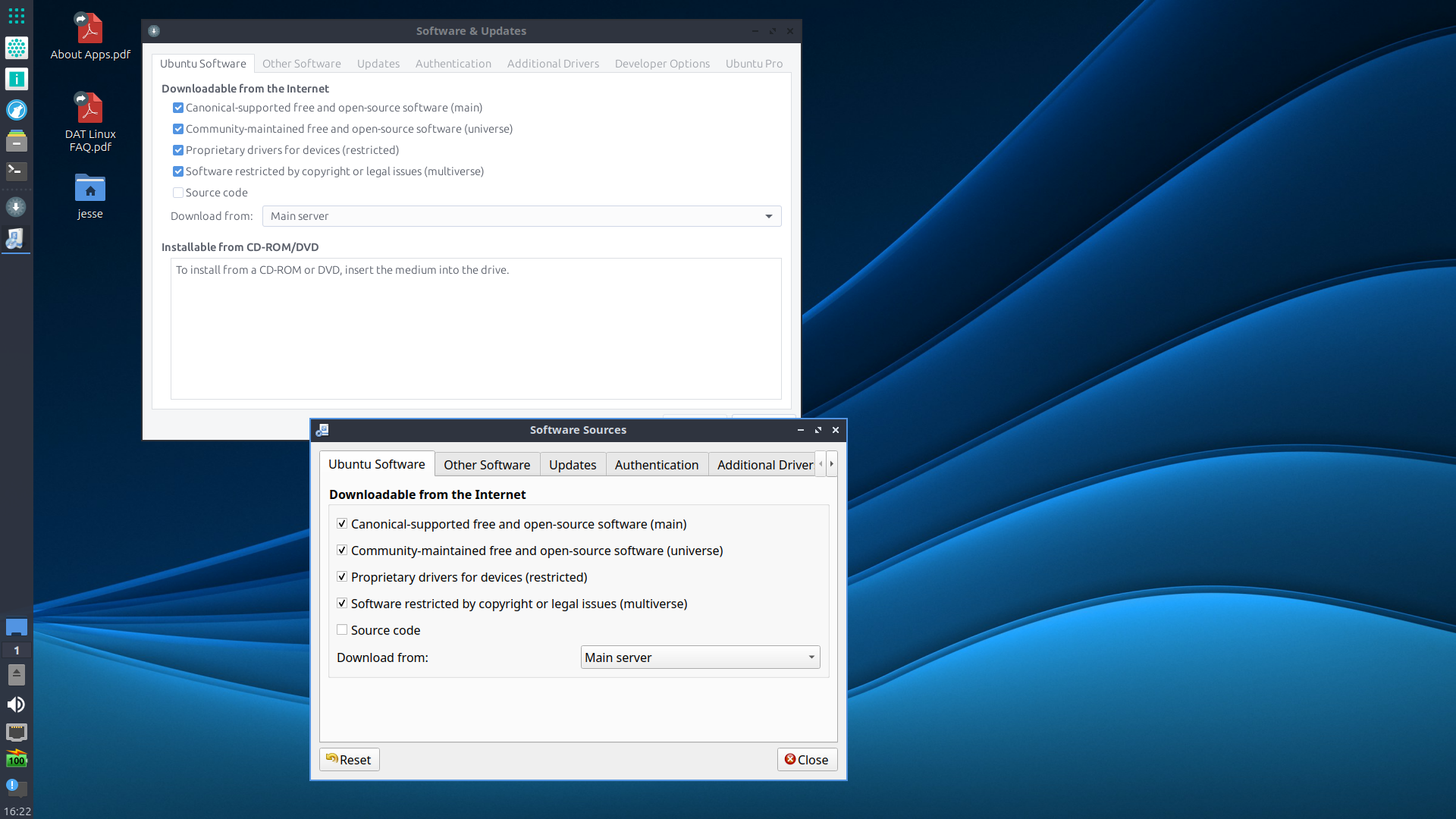 DAT desktop screenshot: 2.0 sources