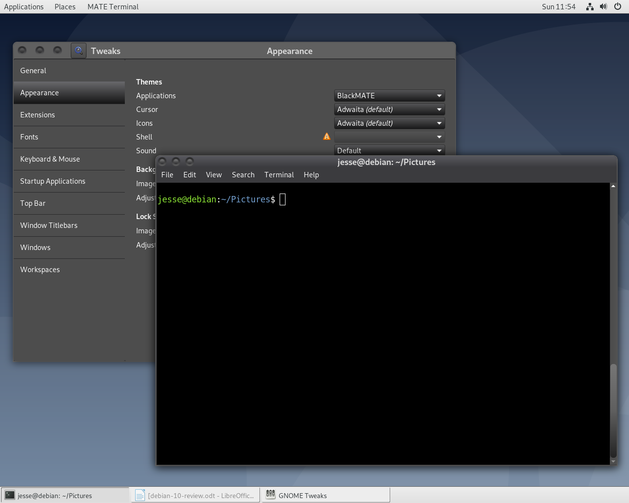 Debian desktop screenshot: 10 tweaks