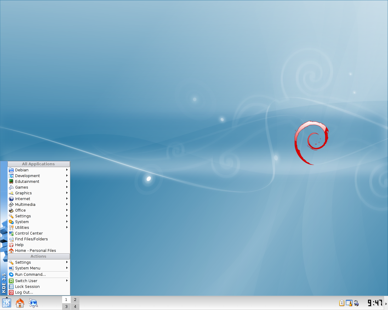 Debian desktop screenshot: 5.0 kde
