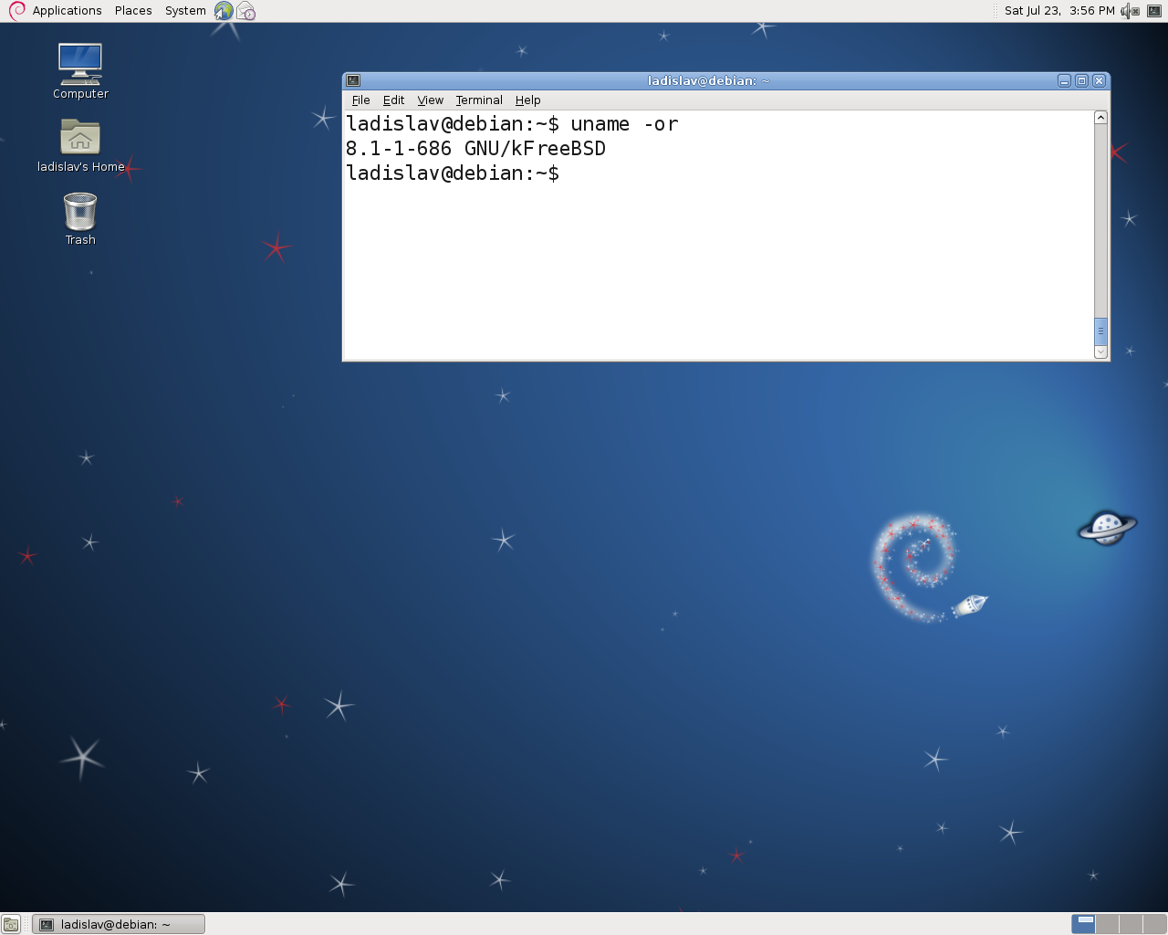 Debian desktop screenshot: 6.0 kfreebsd
