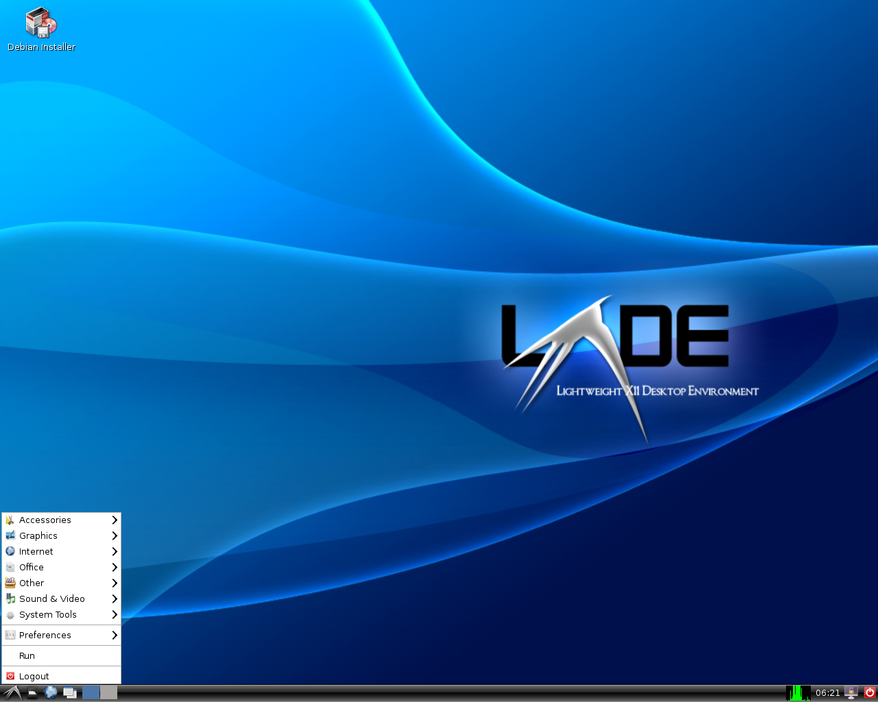 Debian desktop screenshot: 6.0 lxde