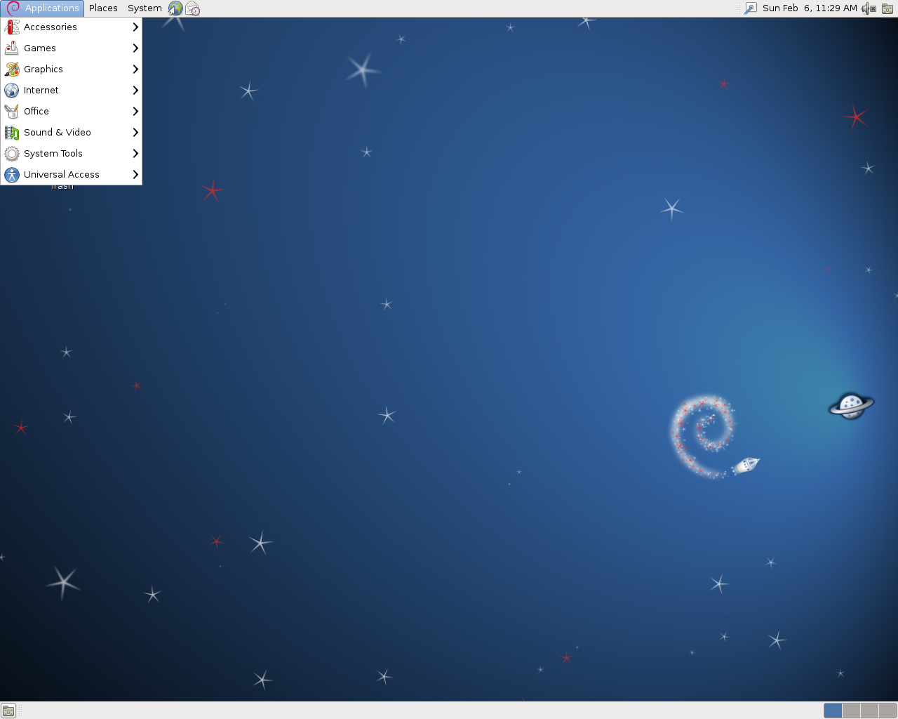 Debian desktop screenshot: 6.0
