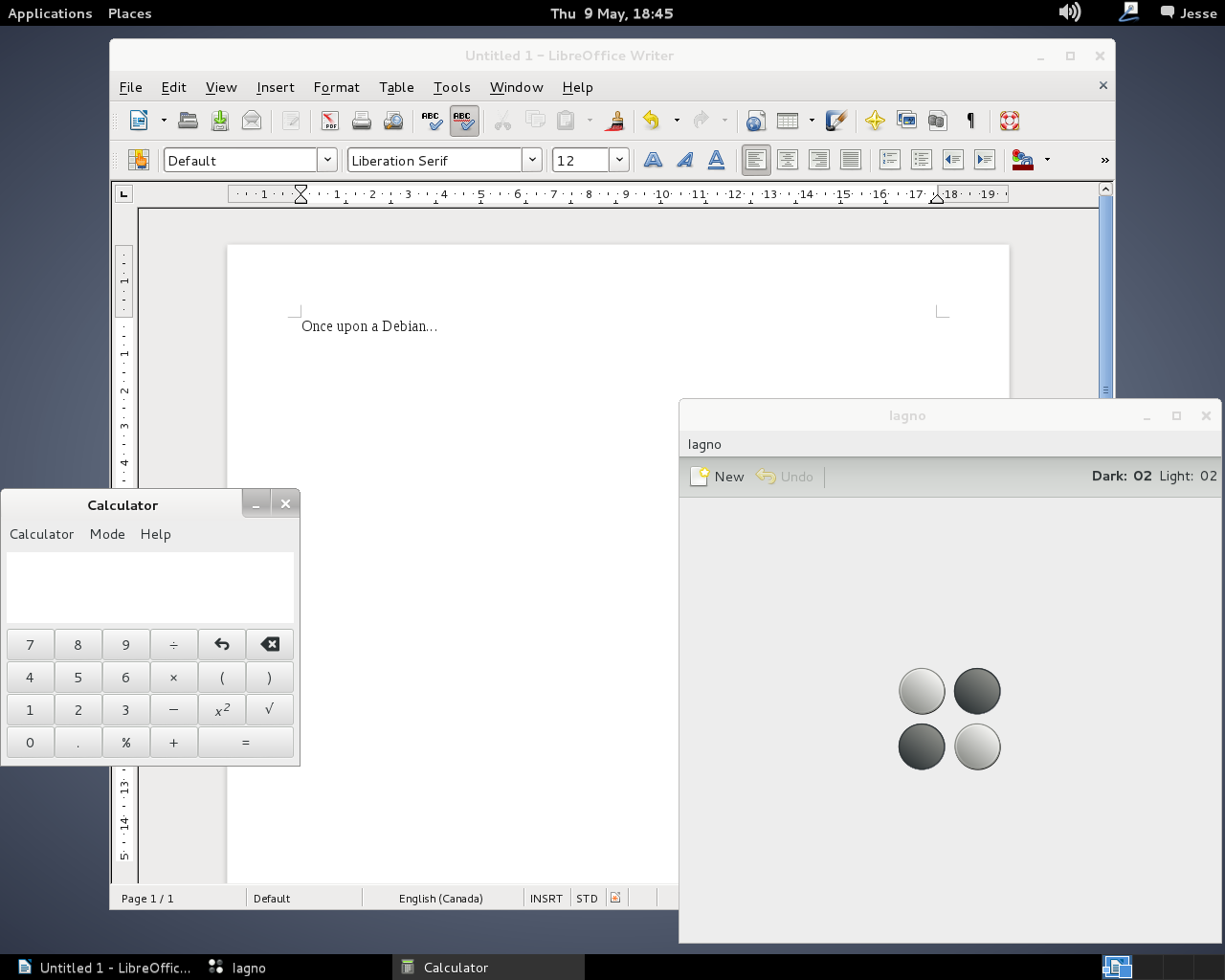 Debian desktop screenshot: 7.0 apps