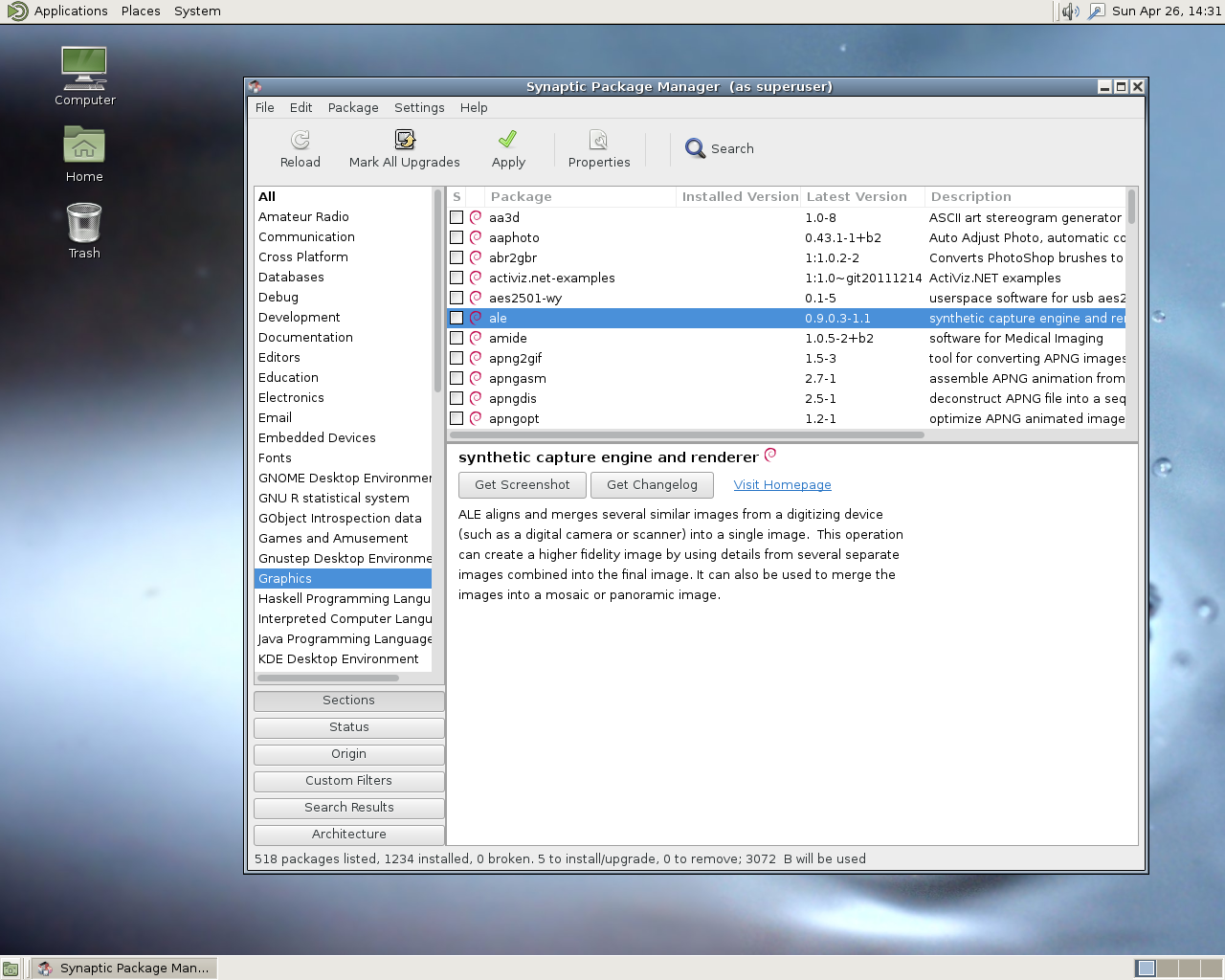 Debian desktop screenshot: 8.0 packages