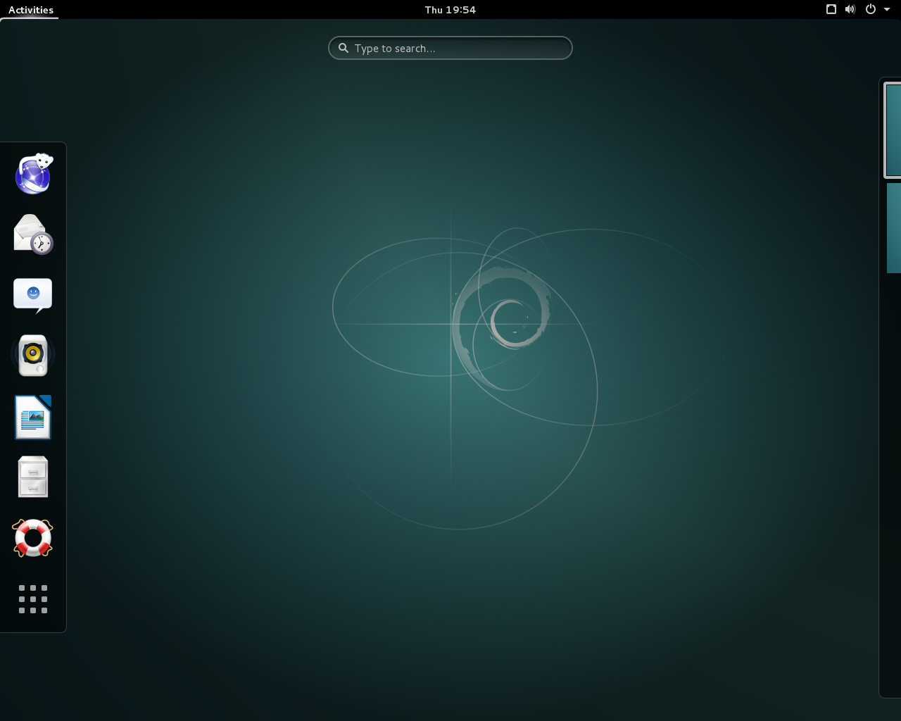 Debian desktop screenshot: 8.0