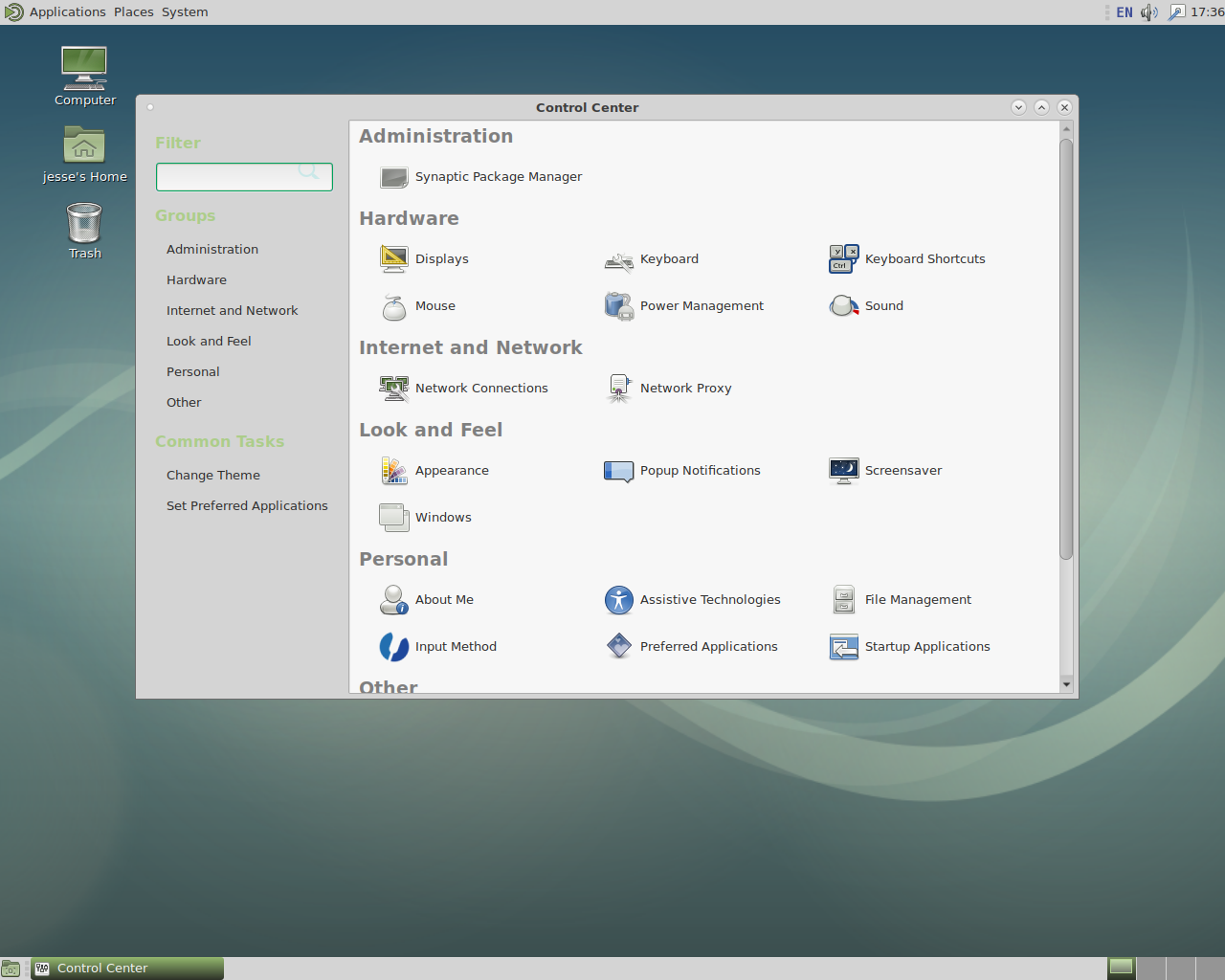 Debian desktop screenshot: 9 settings