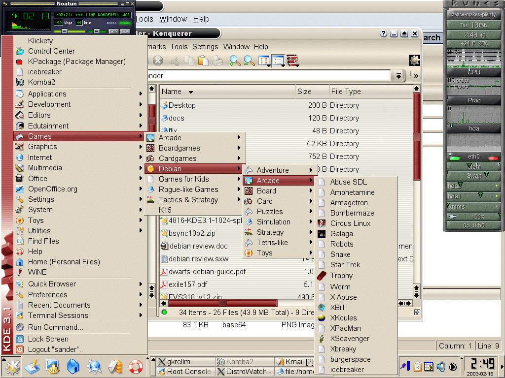Debian desktop screenshot: desktop large