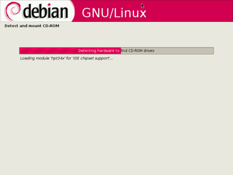Debian desktop screenshot: installer etch