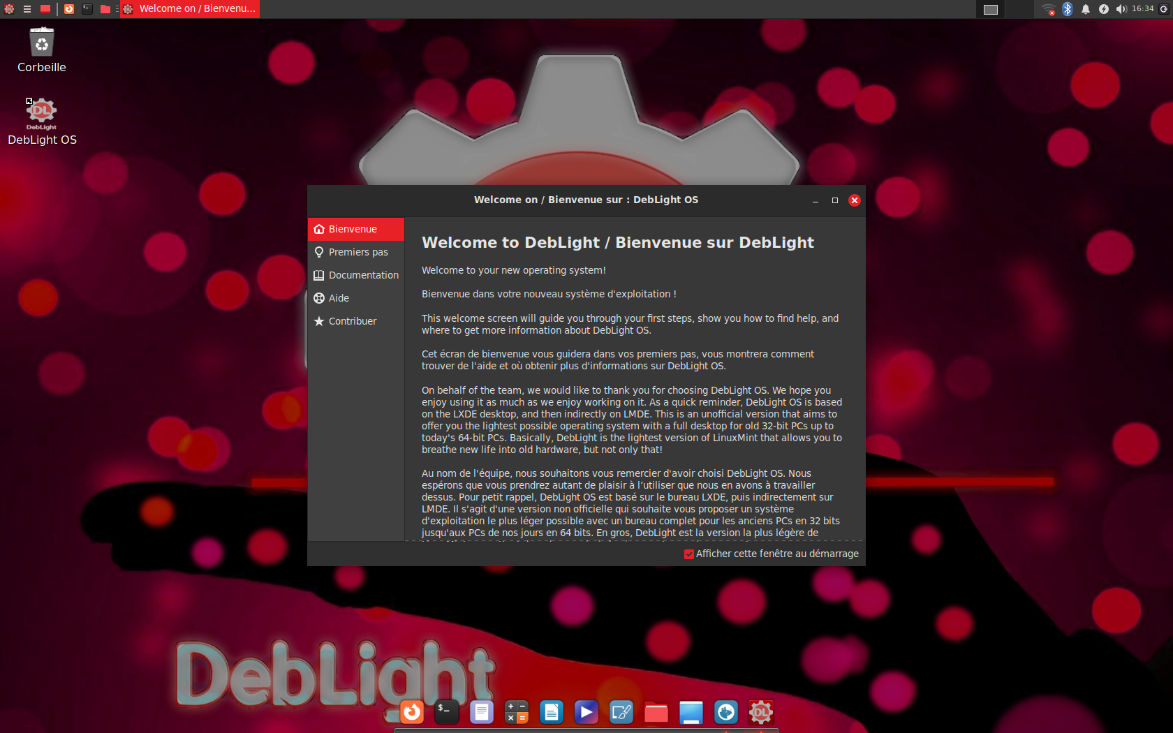 DebLight desktop screenshot: 1 welcome