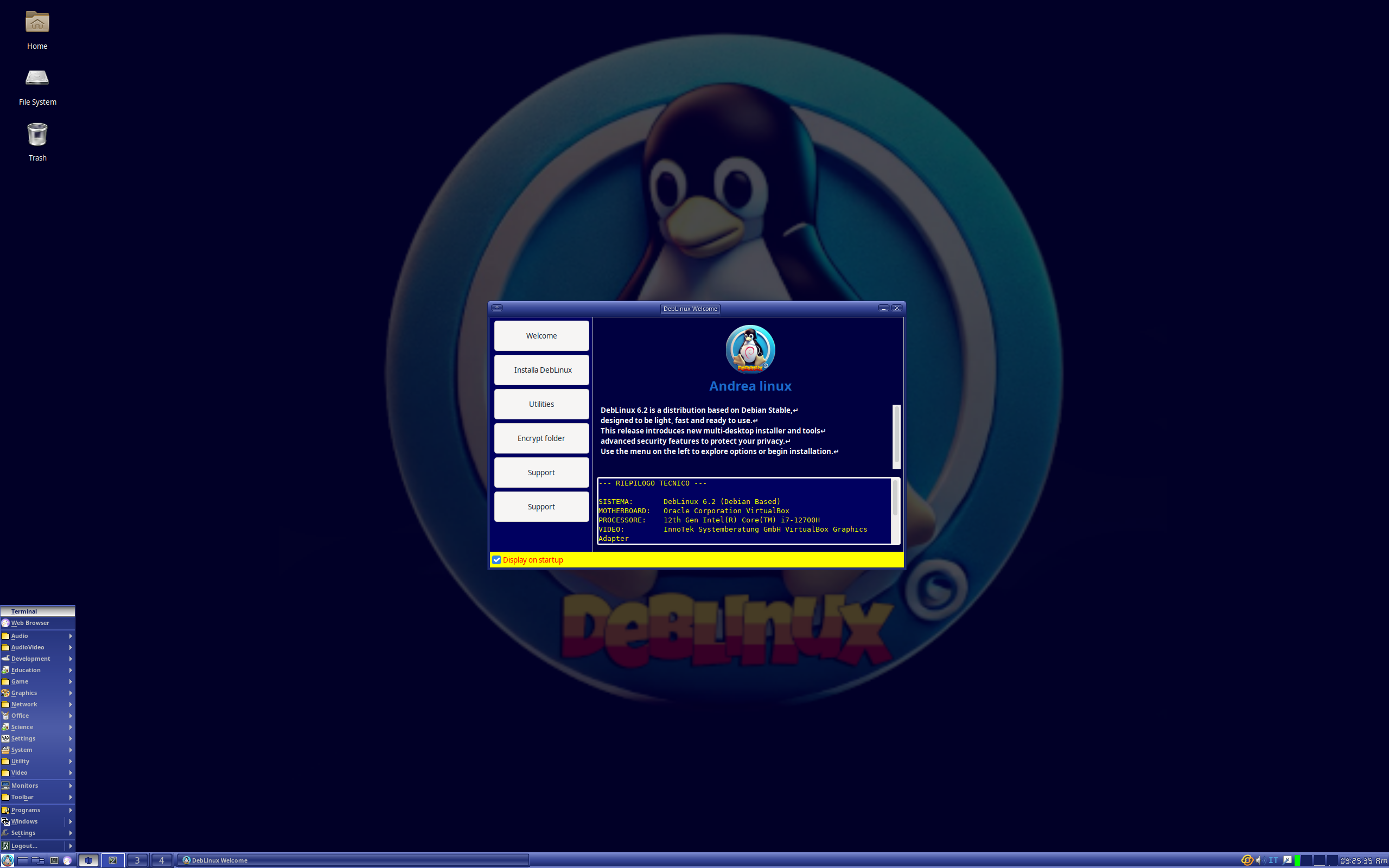 Deblinux desktop screenshot: 6.2 xfce