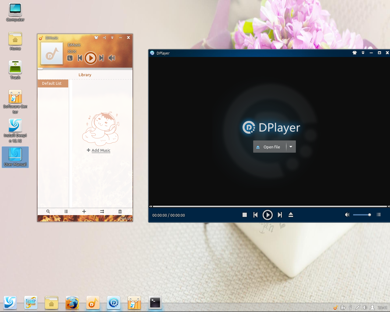 deepin desktop screenshot: 12.12 media