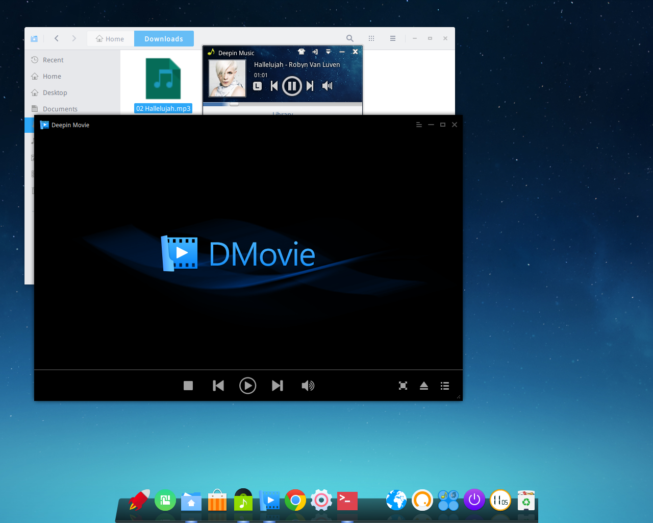 deepin desktop screenshot: 15 media