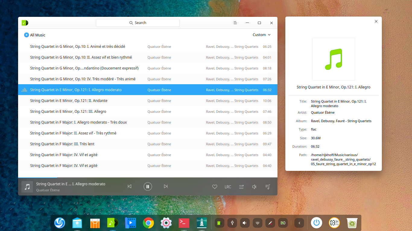 deepin desktop screenshot: 15.11 deepin music
