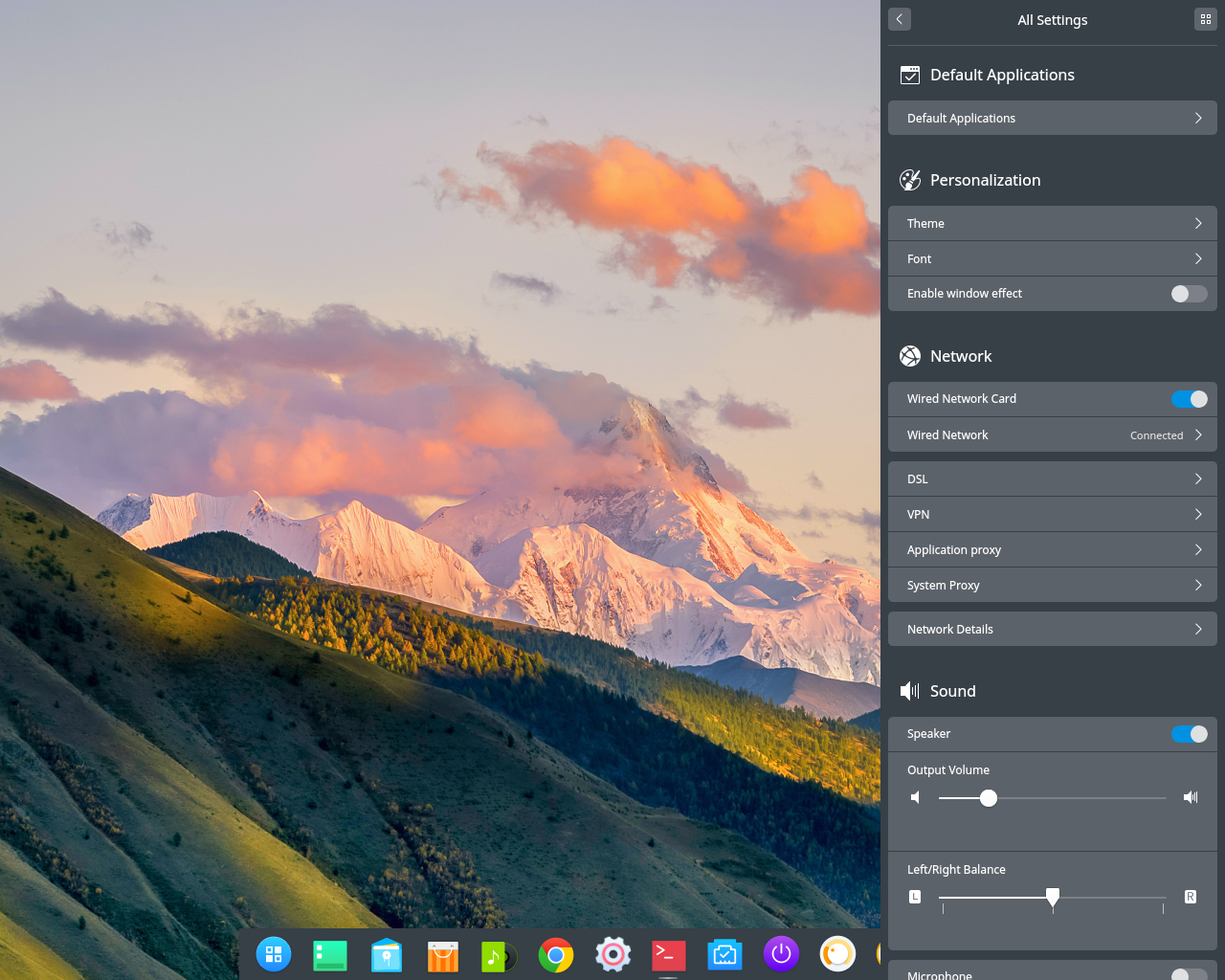 deepin desktop screenshot: 15.5 settings