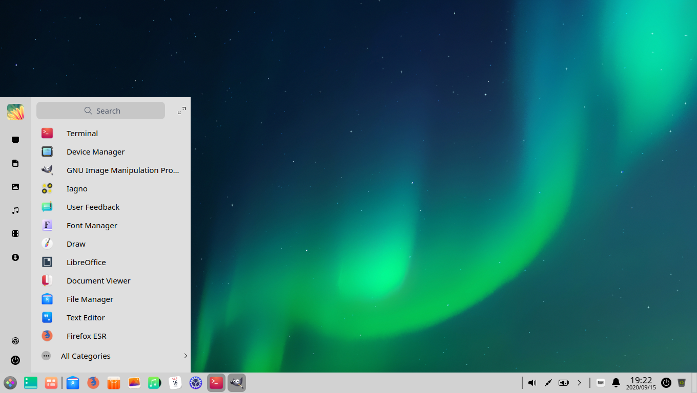 deepin desktop screenshot: 20 menu