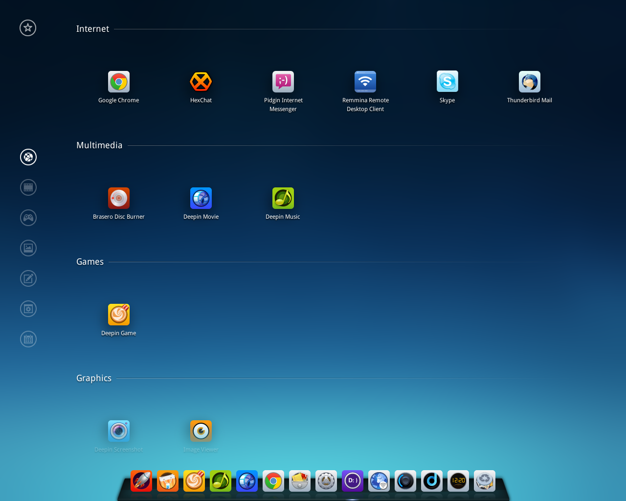 deepin desktop screenshot: 2014 menu