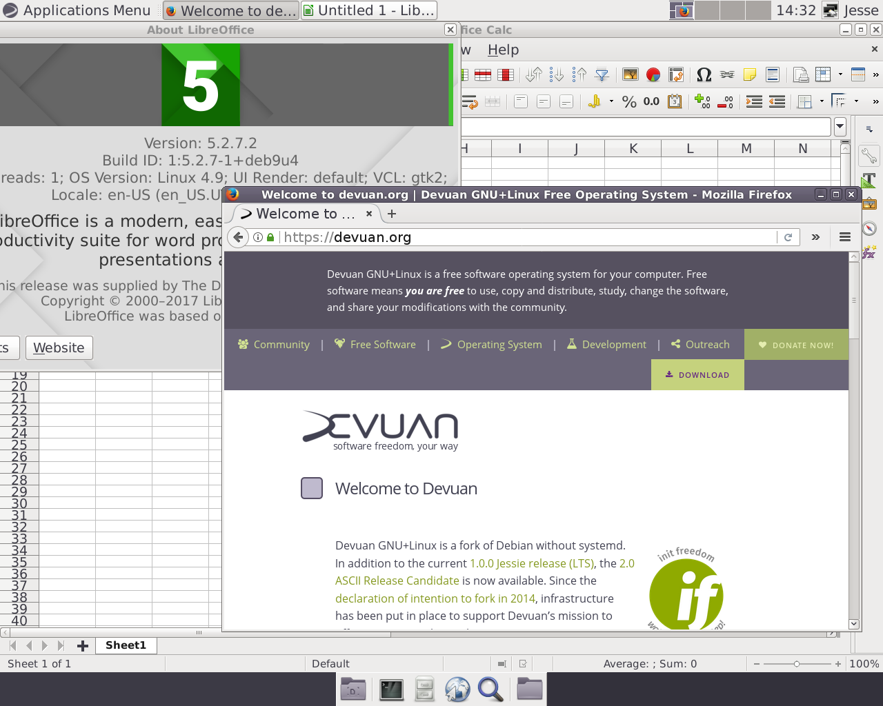 Devuan desktop screenshot: 2.0.0 apps