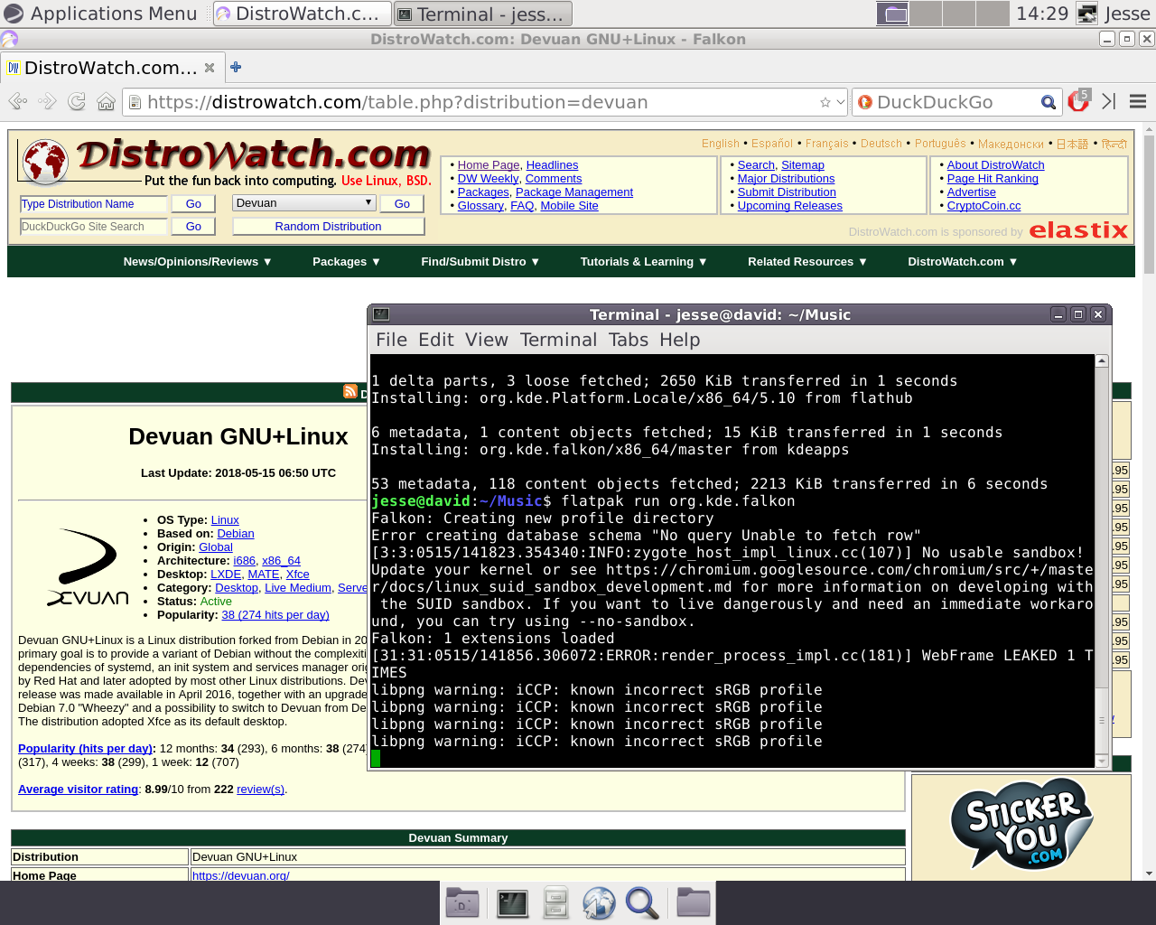 Devuan desktop screenshot: 2.0.0 flatpak