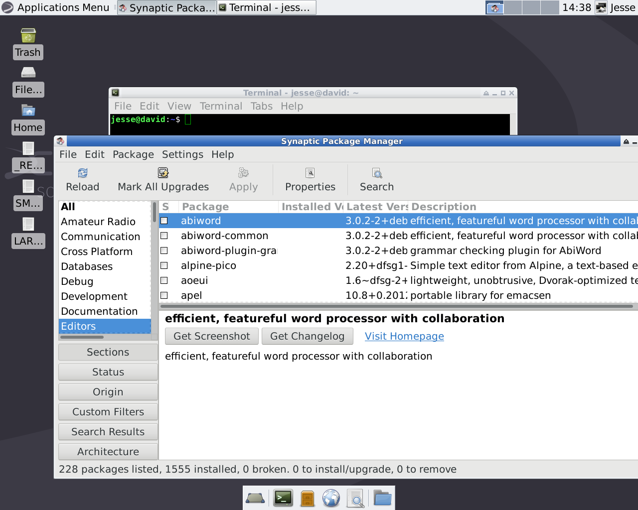 Devuan desktop screenshot: 2.0.0 packages