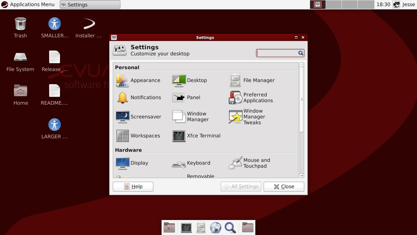 Devuan desktop screenshot: 3.0.0 settings