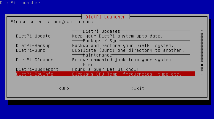DietPi desktop screenshot: 6.1 launcher
