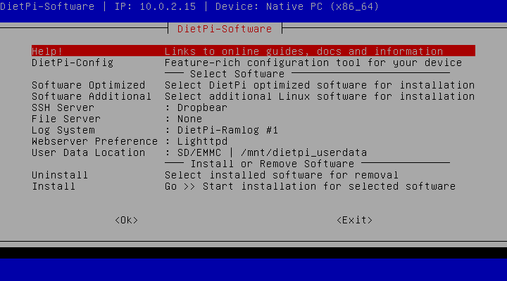 DietPi desktop screenshot: 6.1 software