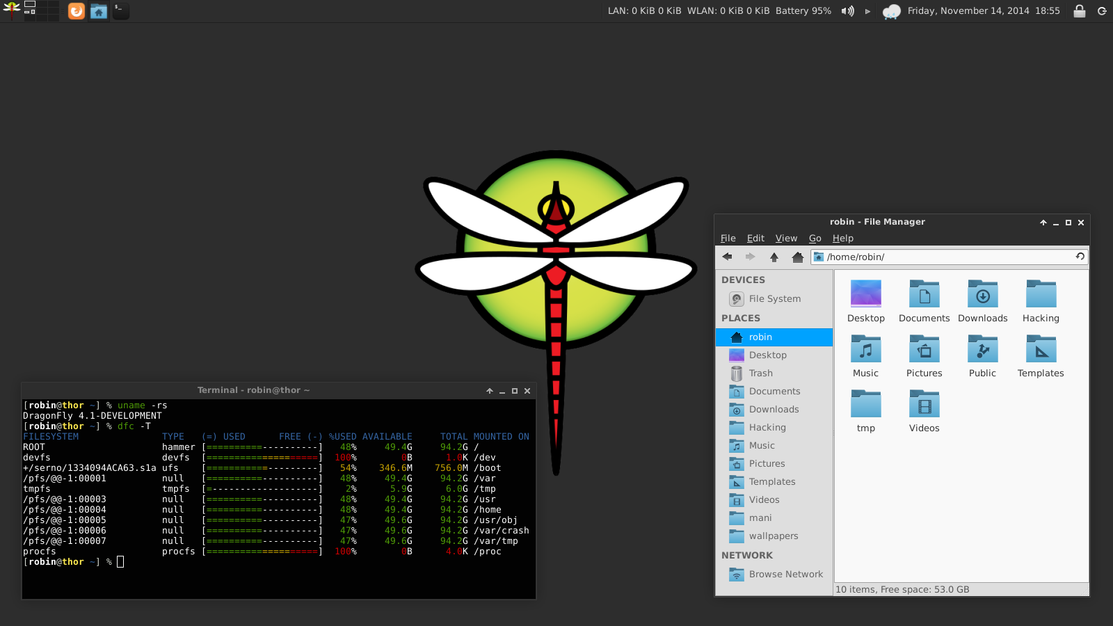 DragonFly desktop screenshot: 4.0.1