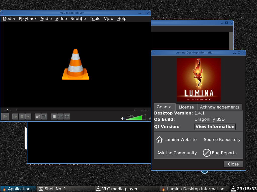 DragonFly desktop screenshot: 5.2.0 about
