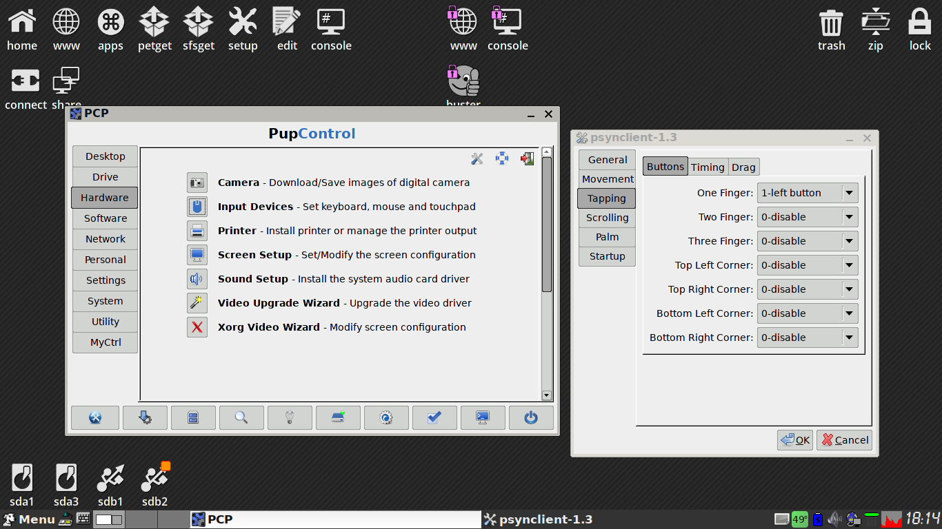 EasyOS desktop screenshot: 2.2 mouse