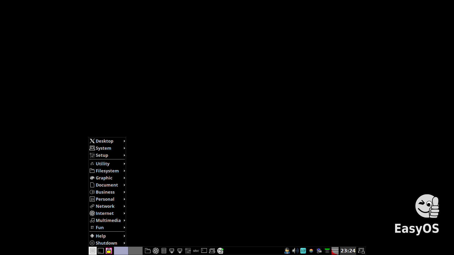 EasyOS desktop screenshot: 3.4.4