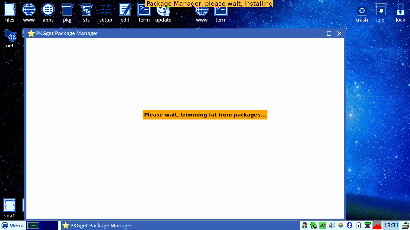 EasyOS desktop screenshot: 4.2 fattrimming