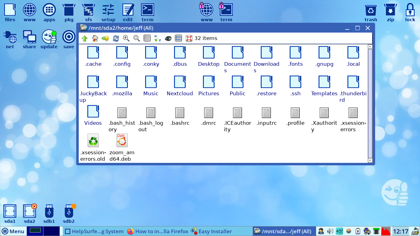 EasyOS desktop screenshot: 4.2 hardrive