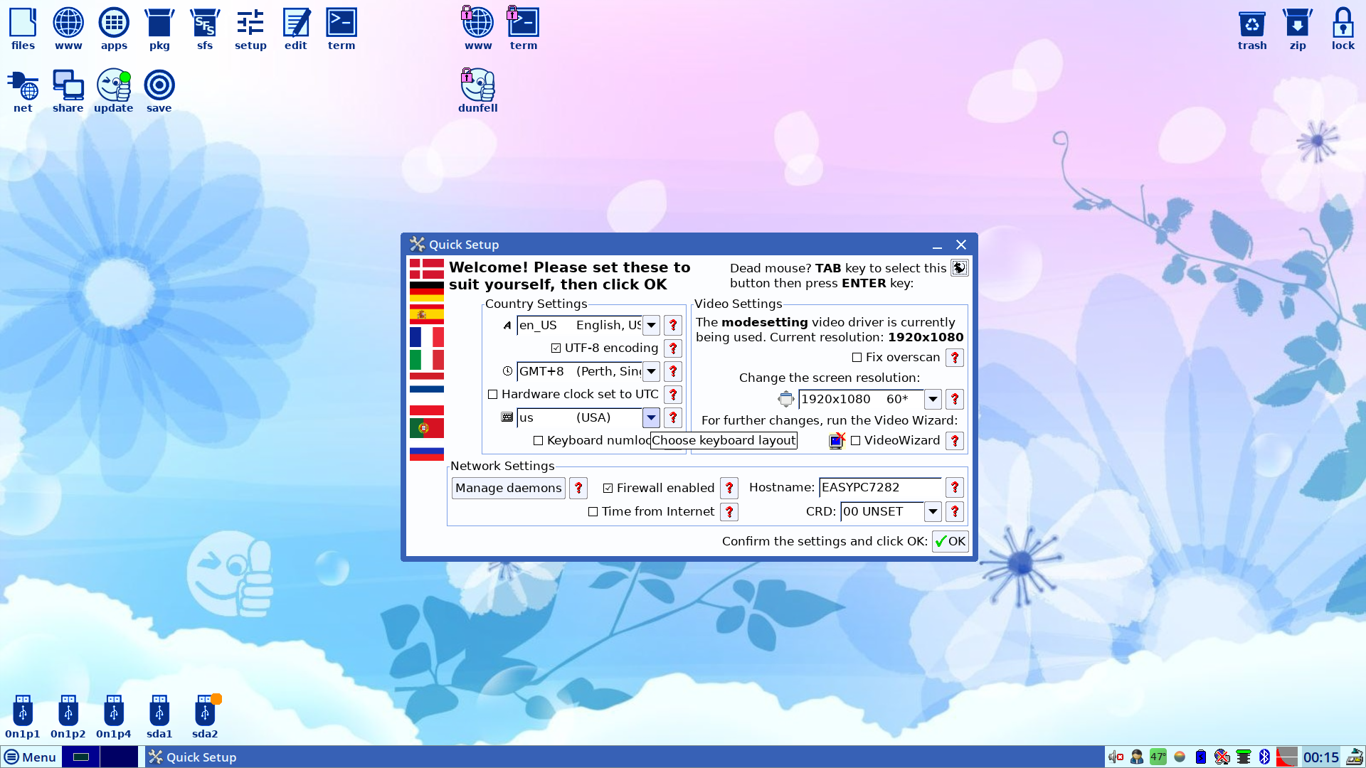 EasyOS desktop screenshot: 4.5