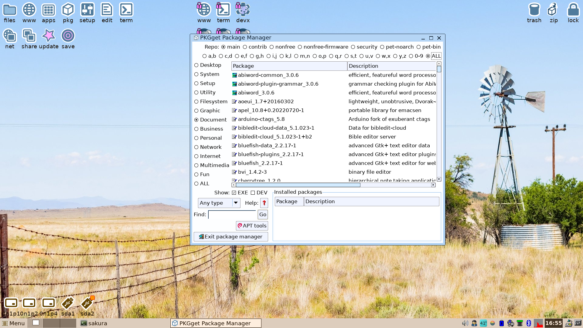 EasyOS desktop screenshot: 7.0 pkgget