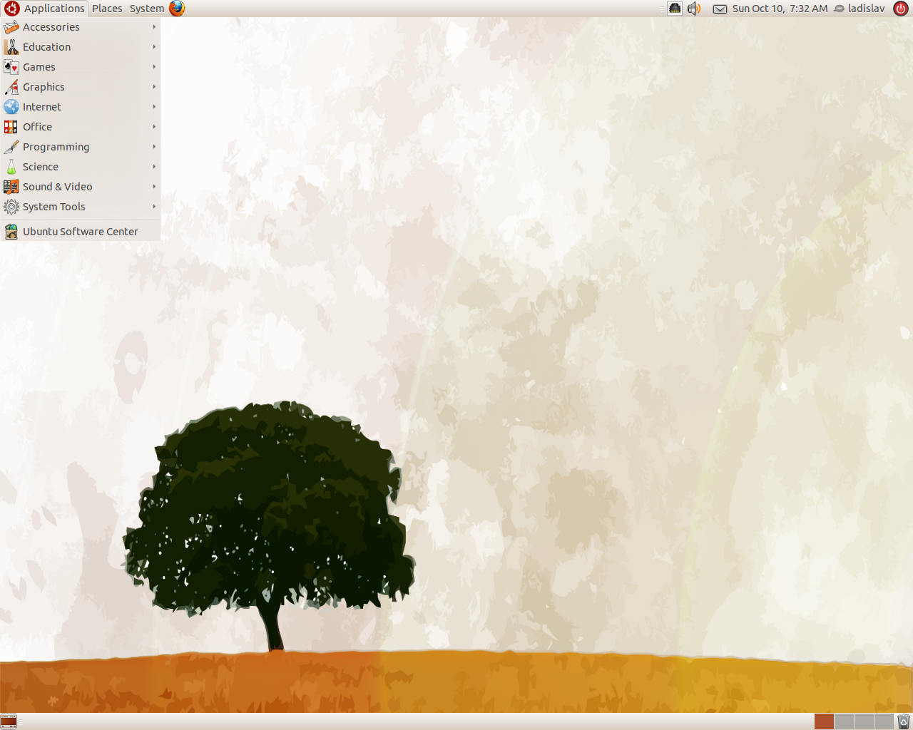 Edubuntu desktop screenshot: 10.10