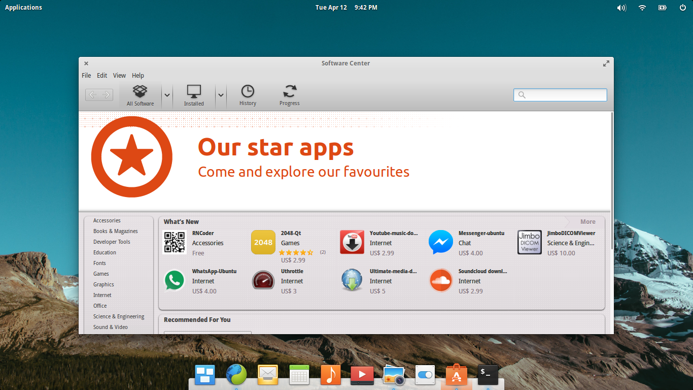 elementary desktop screenshot: 0.3.2 software