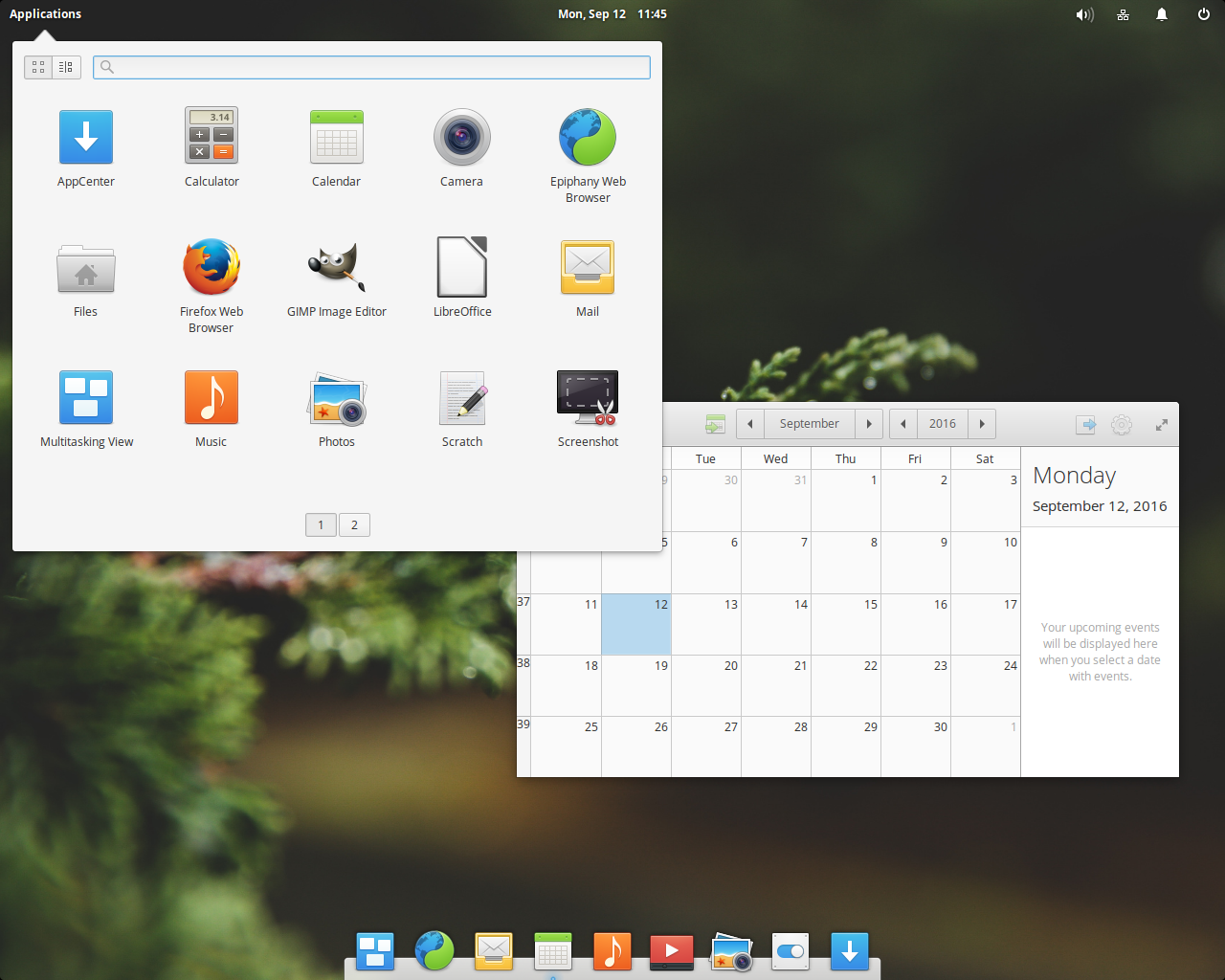 elementary desktop screenshot: 0.4 menu