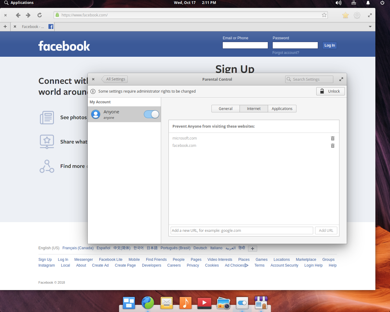 elementary desktop screenshot: 5.0 filters