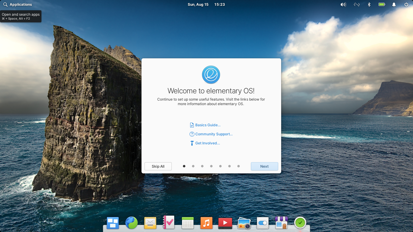 elementary desktop screenshot: 6.0 firstview