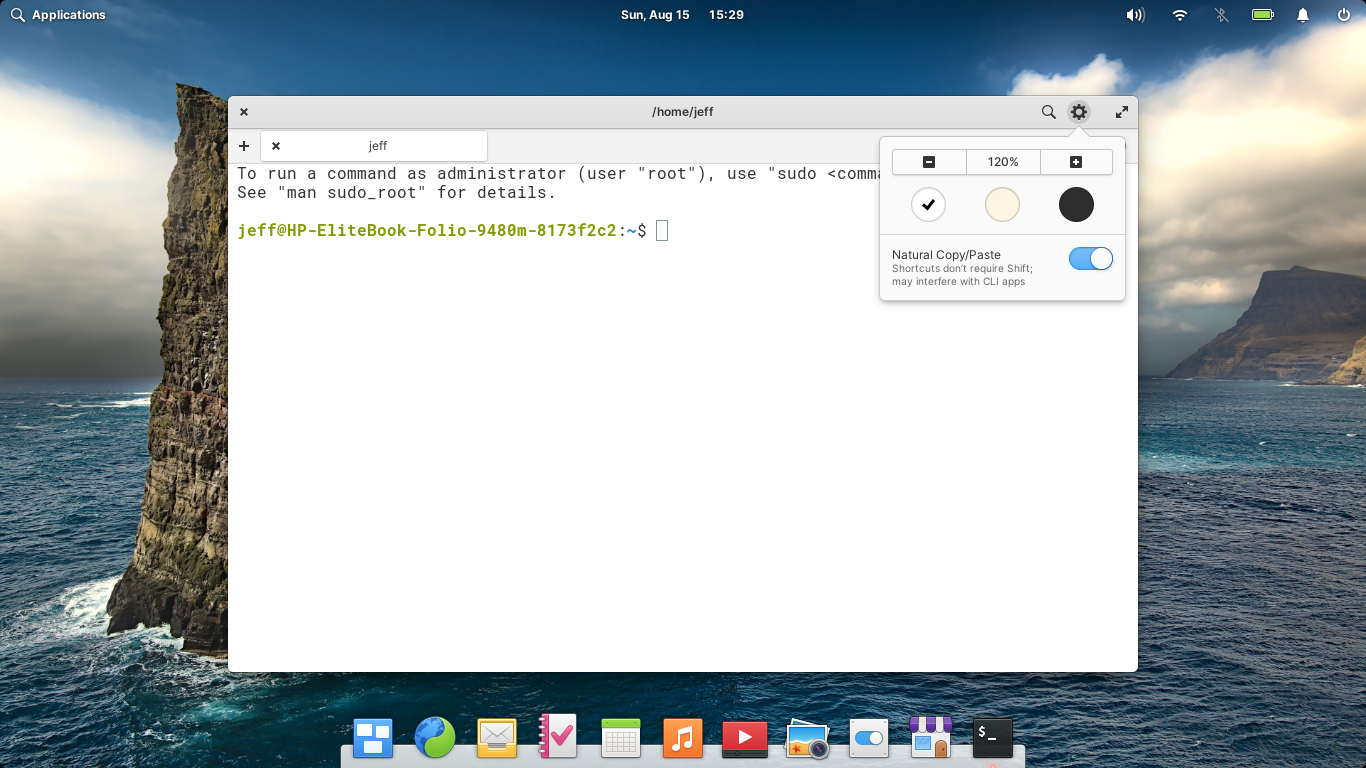 elementary desktop screenshot: 6.0 terminal