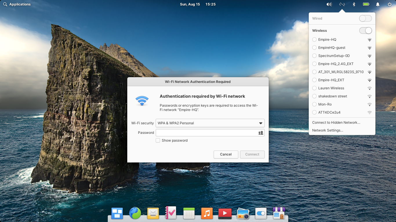 elementary desktop screenshot: 6.0 wireless
