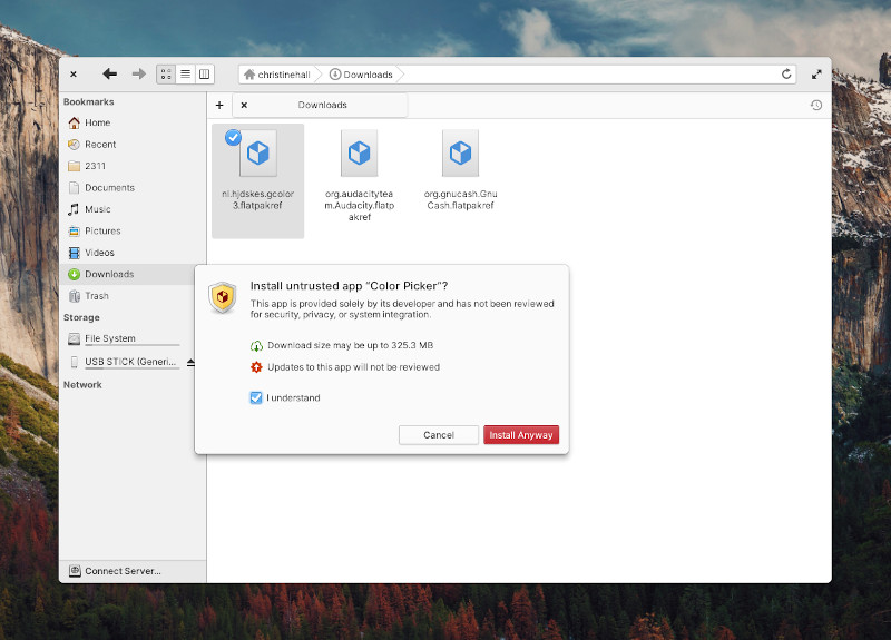 elementary desktop screenshot: 7 flatpak sideload