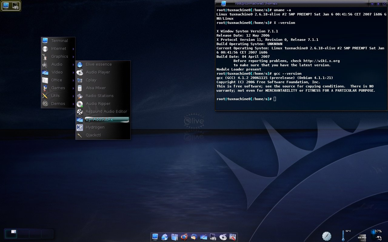 Elive desktop screenshot: 1.0 night